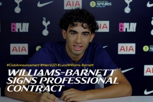 热刺官方宣布，17岁攻击型中场巴内特已签署其职业生涯的首份合同。