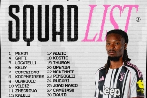 尤文vs米兰大名单：戴维、K-图拉姆入选，布雷默、卡巴尔缺阵