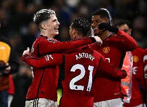 曼联完胜，拉什福德与霍伊伦建功，奥纳纳力保球门不失，加纳乔险些赢得点球。